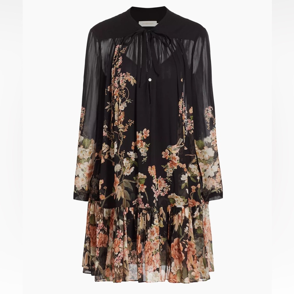 Zimmermann Natura Floral Swing Long-Sleeve Minidress